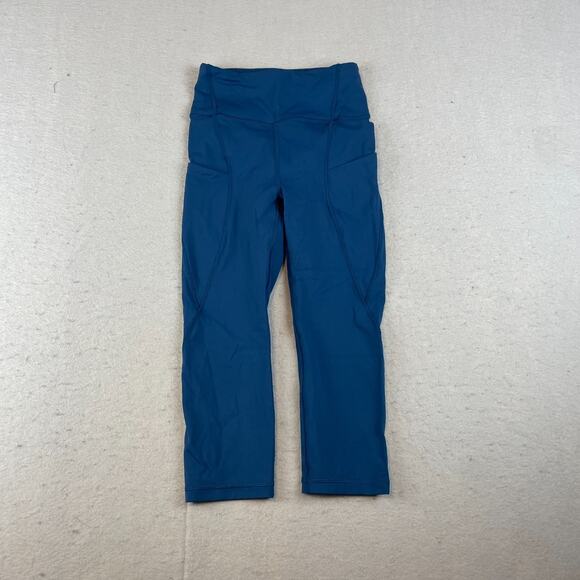 Lululemon Break Free Womens Sz 2 Crop Leggings Night Tide Blue - Picture 1 of 8